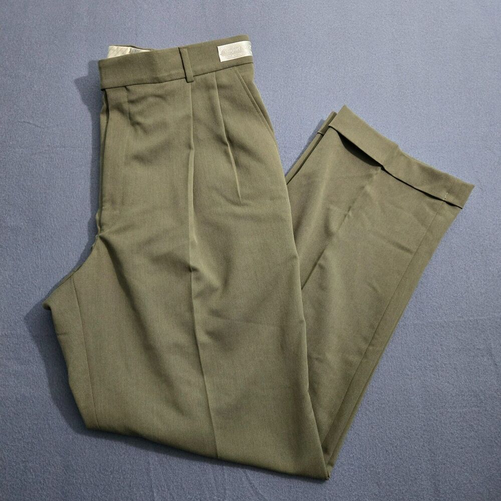 Ballin Dress Pants Men 36 (35X30) Relax Comfort-"eze" Green Cuffed Pleated